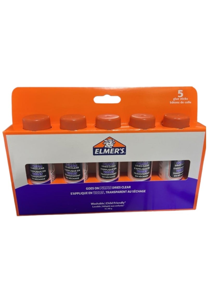 إلميرز إلمر - عصا غراء أرجوانية مختفية، 40 جرام، 5 عبوات - Image 2