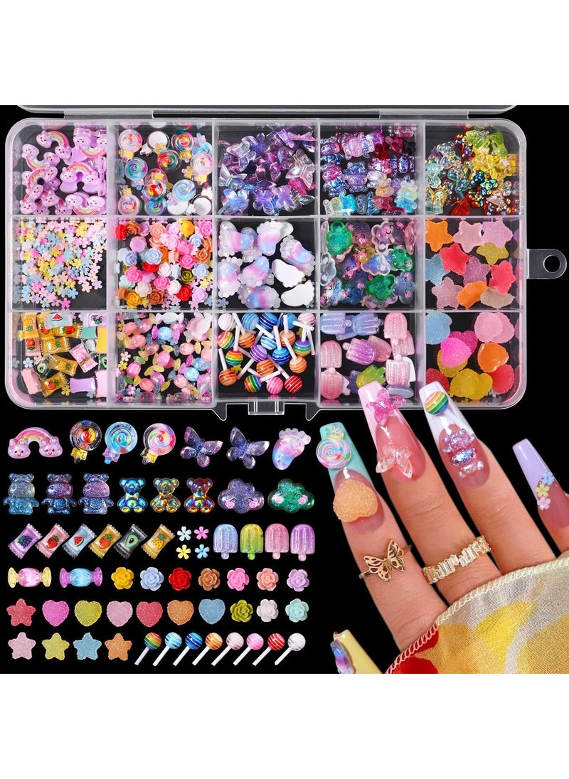MAJOR DIJIT Major Dijit 3D Mix Assorted Color Nail Charms Acrylic Multi Cute Nail Art Charms Hollow Candy Jewelry Nail Supplies for Nail Art Design DIY Crafts Accessories (Colorful Candy) 