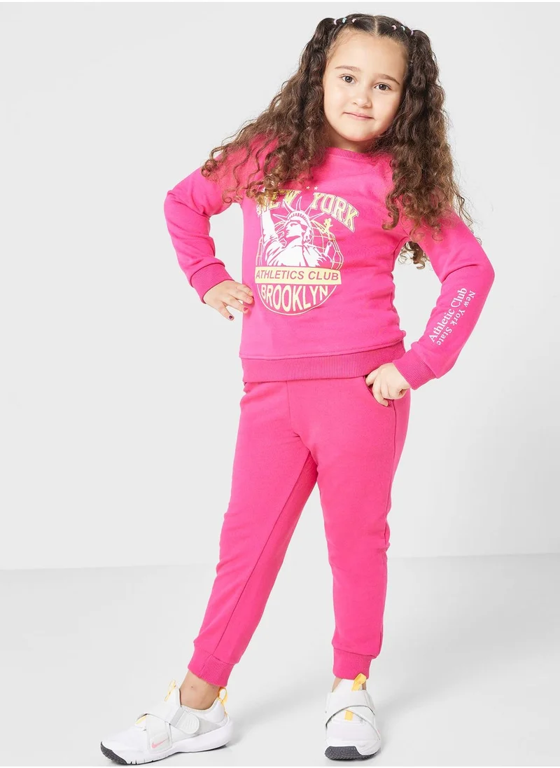 Pinata Girls Printed Sweatshirt And Jogger Set
