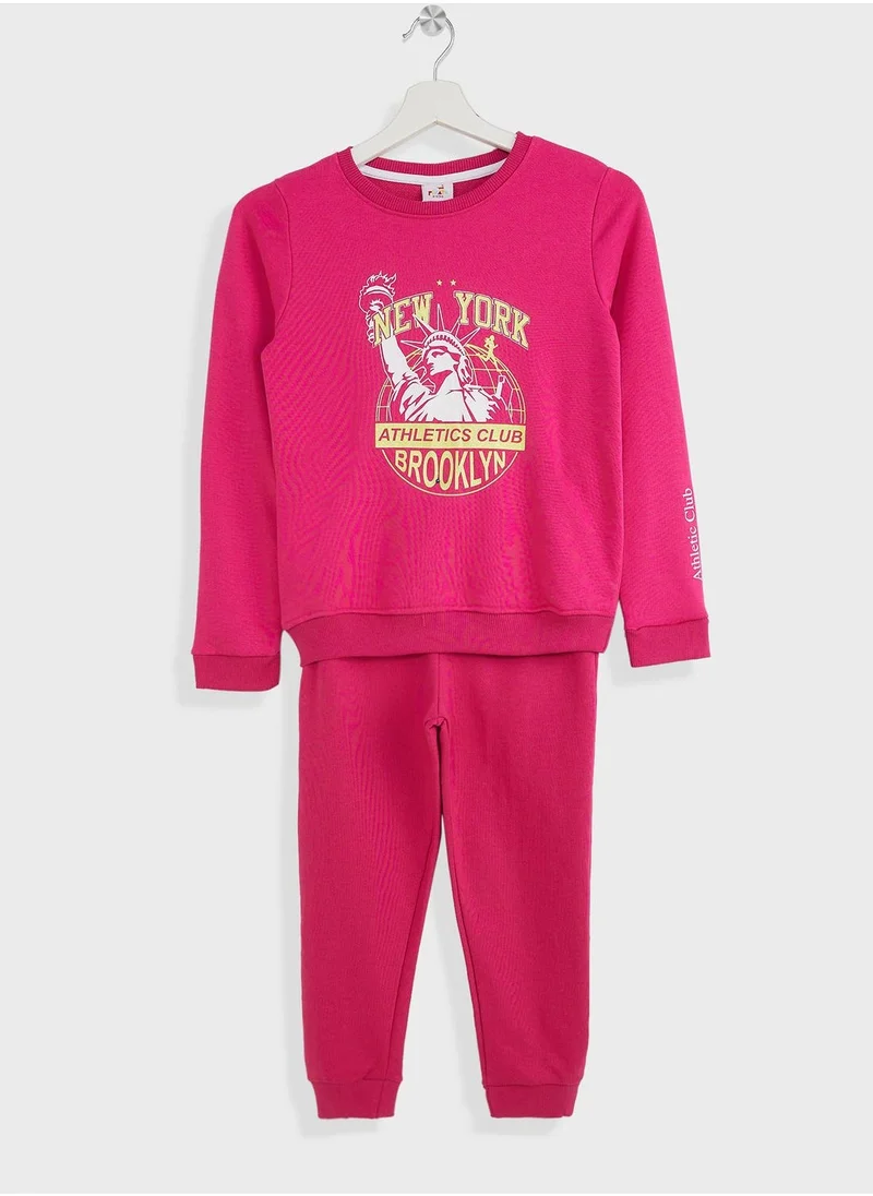 Pinata Girls Printed Sweatshirt And Jogger Set
