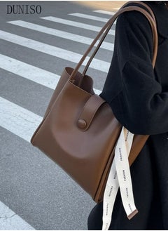 DUNISO Women's Shoulder Tote Bag Leather Handbag For Women Retro Large Capacity Messenger Fashionable Travel Hand Bag（Brown）  - Image 2