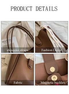 DUNISO Women's Shoulder Tote Bag Leather Handbag For Women Retro Large Capacity Messenger Fashionable Travel Hand Bag（Brown）  - Image 3