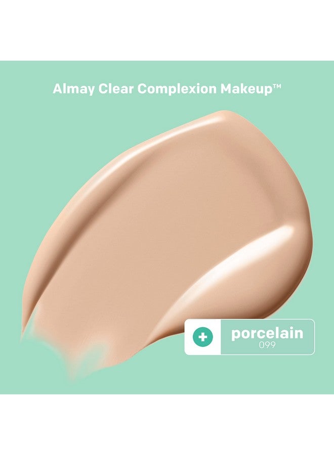 Almay Clear Complexion Acne Foundation Makeup With Salicylic Acid Lightweight, Medium Coverage, Hypoallergenic, Fragrancefree, For Sensitive Skin, 099 Porcelain, 1 Fl Oz. - Image 2