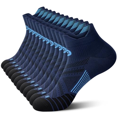 PAPLUS No Show Compression Socks for Men and Women (6 Pairs), Low Cut Running Ankle Socks with Arch Support for Plantar Fasciitis, Cyling, Athletic, Flight, Travel, Nurses. Navy S/M - Image 1