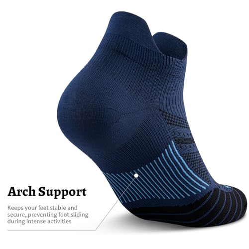 PAPLUS No Show Compression Socks for Men and Women (6 Pairs), Low Cut Running Ankle Socks with Arch Support for Plantar Fasciitis, Cyling, Athletic, Flight, Travel, Nurses. Navy S/M - Image 4