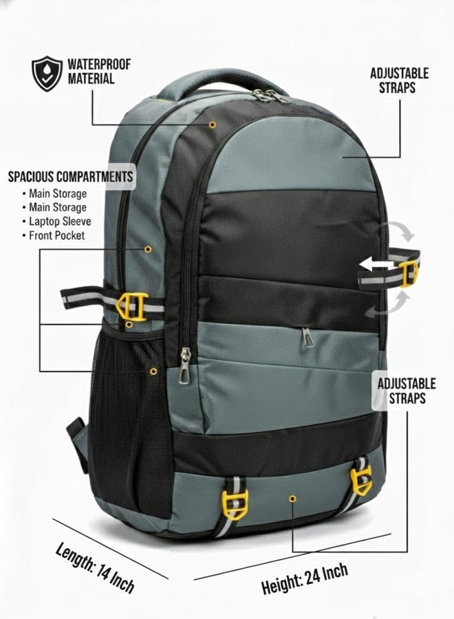 Stylbase Polyester 45L Travel Backpack Bag Rucksack for Men & Women - Expedition | Unisex Durable Lightweight & Stylish - Perfect for Travelling, Trekking, and Hiking Work (Grey) - Image 5