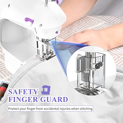 KPCB Tech Sewing Machine for Beginners [Full Set] with Finger Guard and Fabric Bundles - Mini Sewing Machine with Sewing Kits, Foot Pedal, US Adapter and Extension Table - Image 3