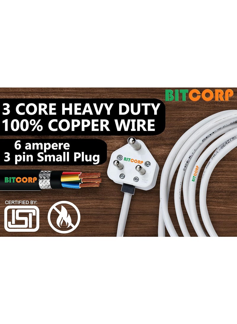 BITCORP Bitcorp Electric Extension Cord 6A to 16A Converter for Small and Heavy Duty Appliances 15A 16A 20A 1 Socket High Power Wattage 2500W Power Strip with 3 Meter Long Length Wire Plug White  - Image 3