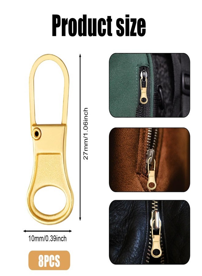 NQEUEPN 8pcs Zipper Pulls Replacement, Detachable Zipper Pullers Fixer Repair Kit Zipper Replacement Slider Zipper Pull Tab for Clothing Backpack Jackets Pants Luggage (Gold) - Image 2