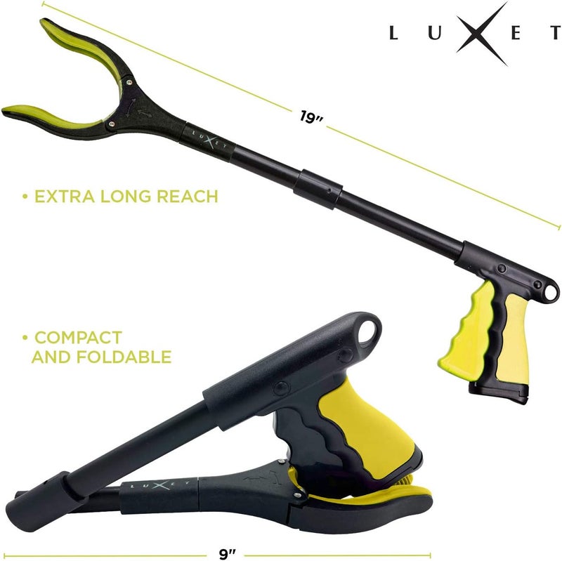 Luxet Grabber Reacher Tool 19 Inch Long, Foldable Pick Up Stick - Strong Grip Magnetic Tip - Heavy Duty Trash Picker Claw Reacher Grabber Tool Elderly Wheelchair Mobility Aid (Yellow) - Image 4