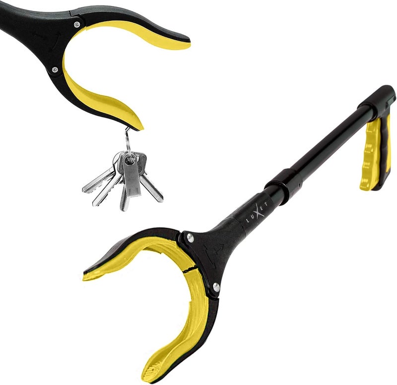 Luxet Grabber Reacher Tool 19 Inch Long, Foldable Pick Up Stick - Strong Grip Magnetic Tip - Heavy Duty Trash Picker Claw Reacher Grabber Tool Elderly Wheelchair Mobility Aid (Yellow) - Image 1