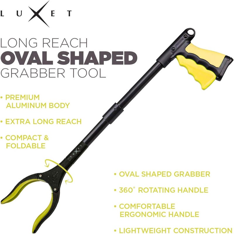 Luxet Grabber Reacher Tool 19 Inch Long, Foldable Pick Up Stick - Strong Grip Magnetic Tip - Heavy Duty Trash Picker Claw Reacher Grabber Tool Elderly Wheelchair Mobility Aid (Yellow) - Image 3
