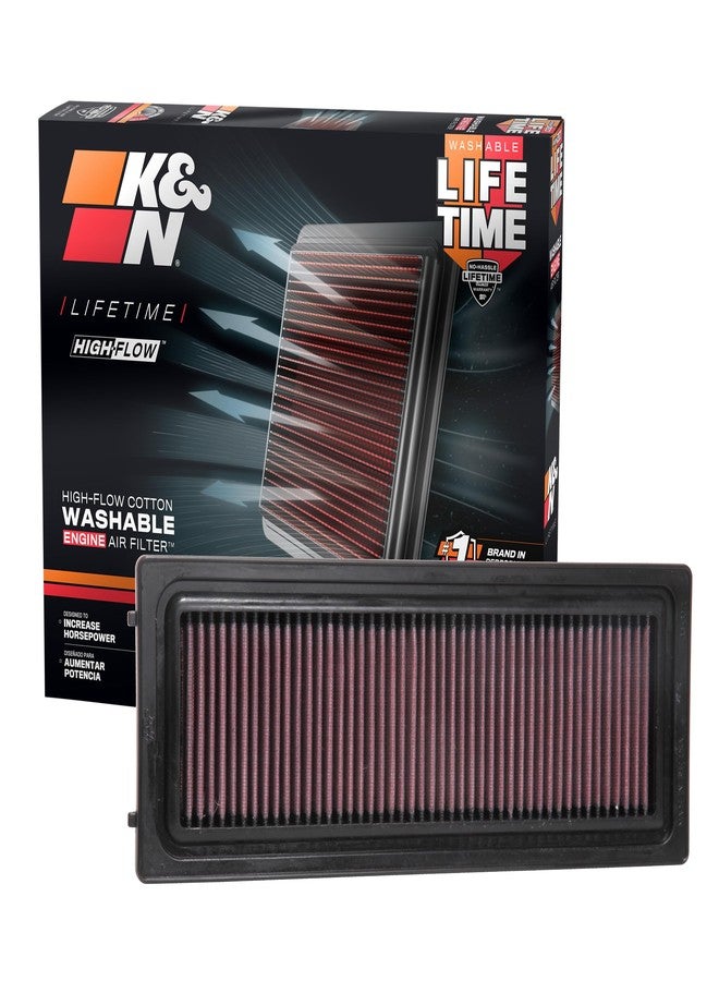 K&N High-Flow Original Lifetime Engine Air Filter: Increase Power: Premium, Washable: Compatible with 2016-2024 Alfa Romeo: Giulia, Stella, Stelvio, 33-3071 - Image 1