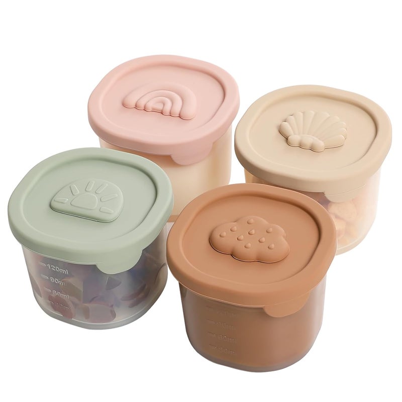 YIVEKO Baby Food Containers Silicone Baby Food Storage Containers for Infants and Toddlers Baby Food Jars Silicone Baby Food Container Freezer Safe Reusable Baby Food Containers with Lids 4PK - Image 1