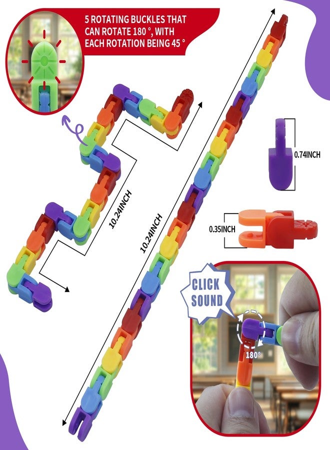 LENDOD 30 Pack Rainbow Wacky Track Toys Snap and Click Fidgets Toys - Party Favors Bulk, Finger Sensory Toy for Stress Relief, Goodie Bag Fillers, Treasure Box Toys for Classroom, Stocking Stuffers - Image 2