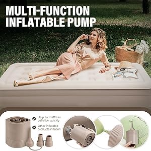 DS ENTERPRISE Single Air Bed, Inflatable Mattres With Free Electric Pump, Quick Self-Inflation/Deflation Guest Air Mattress, Blow Up Bed for Home Camping Versatile Sofa Cum Air Folding Sofa Bed–Long-Lasting (A) - Image 3