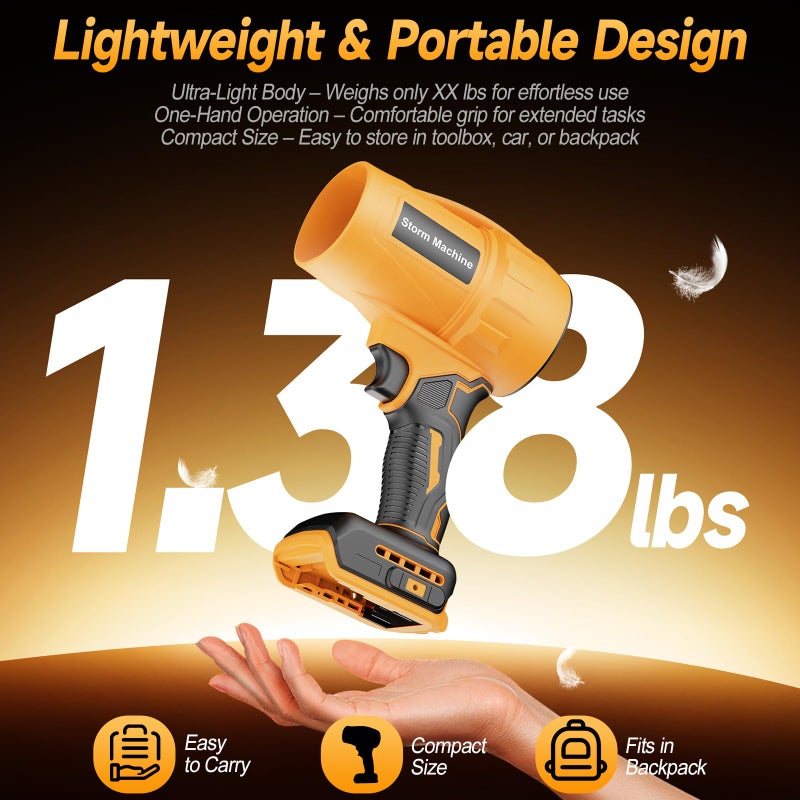Fledukten Cordless Leaf & Dust Blower Compatible with DEWALT 20V Battery, Jet Fan with Brushless Motor, Handheld Air Blower for Car Drying, Lawn Care, Home Cleaning (Tool Onlyï¼ŒNo Battery) - Image 4