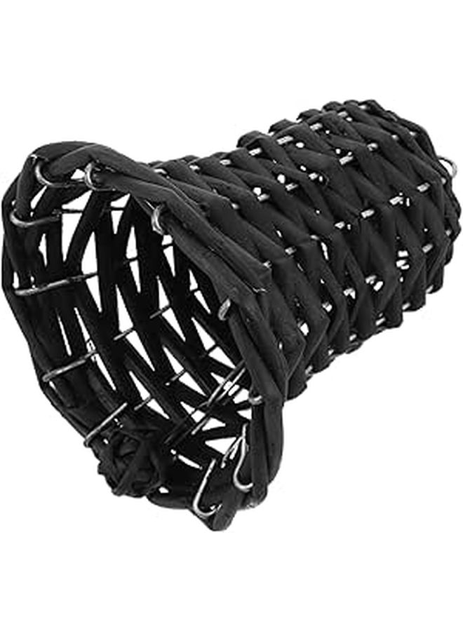 Handmade Black Woven Rattan Bell Hanging Ornament 12cm Silent Home Wall Window Decor - Image 1