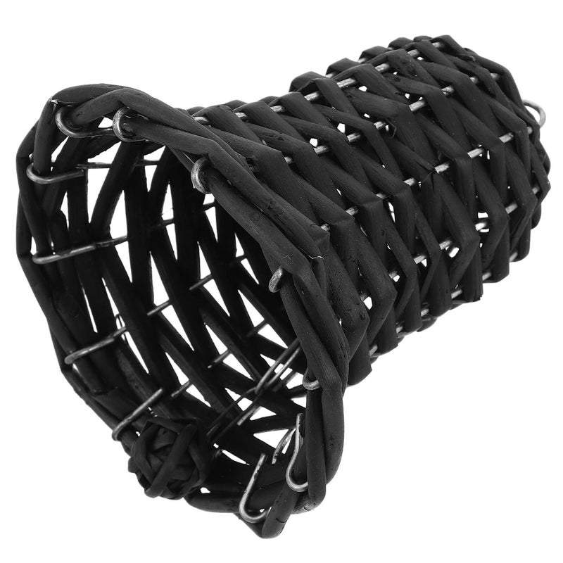 Handmade Black Woven Rattan Bell Hanging Ornament 12cm Silent Home Wall Window Decor - Image 2