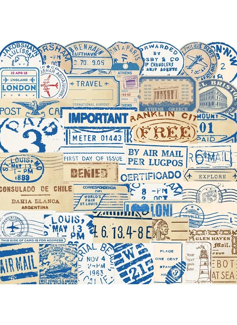 Goolsky GUTBD 50pcs Vinyl Travel Stickers - Cartoon Passport Stamp and Ticket Designs, Self-Adhesive, Reusable, Matte Finish, for Laptops, Luggage and Glass Surfaces, English Language, Irregular Shapes  - Image 5