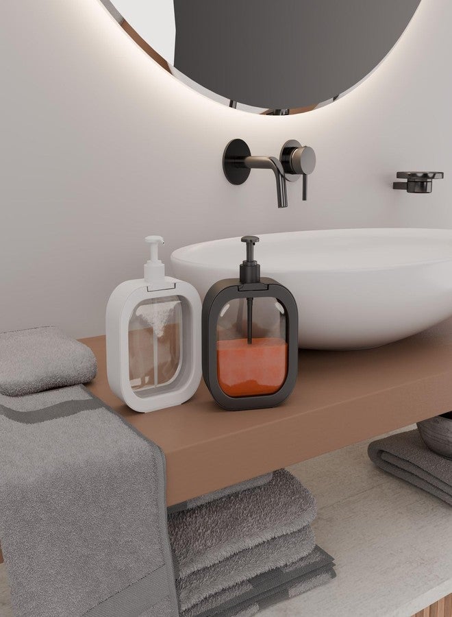 Finner Modern White Soap Dispenser for Kitchen & Bathroom - Transparent Liquid Reservoir, Countertop Hand Wash Pump Bottle - Image 4