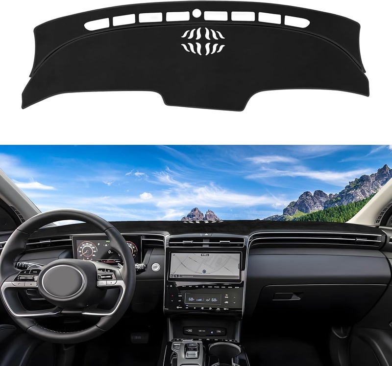 Rilsen Dashboard Cover Mat for 2022 2023 2024 Tucson NX4 Accessories,Dash Cover Nonslip Dash Mat Protector Sunshade No Glare Black (Only Fit 10.25 inch Digital Cluster,not fit 4.2 inch) - Image 1