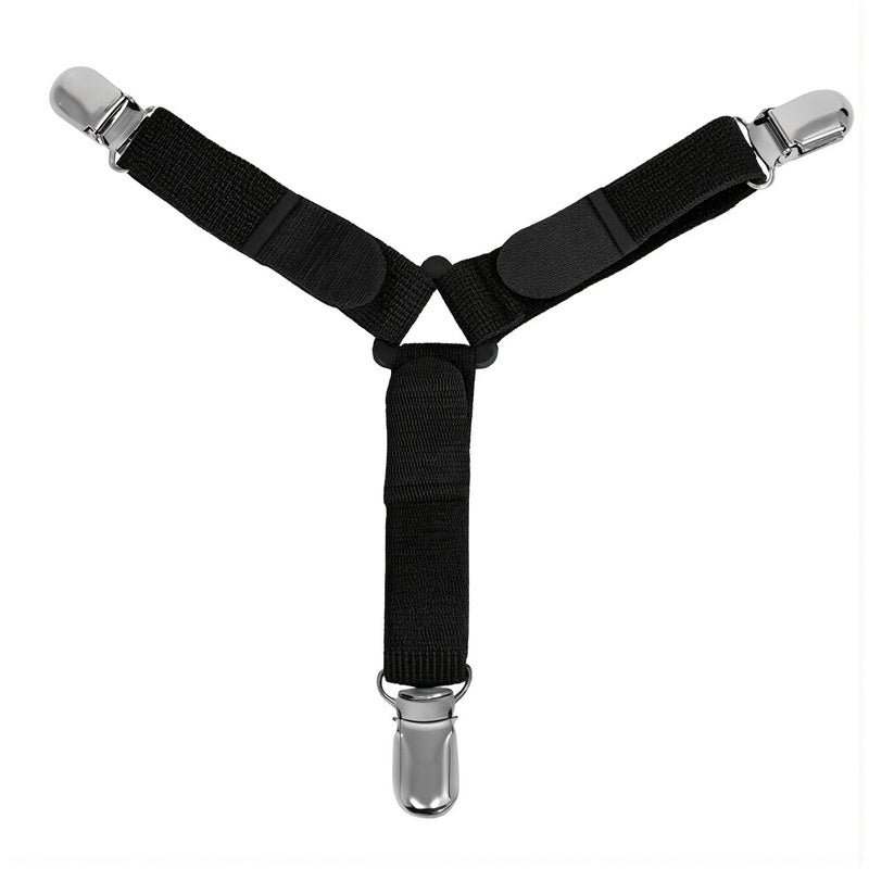 Sheet Straps Adjustable For Indoor Outdoor Use Non Slip All Purpose 4 Pack Black - Image 2