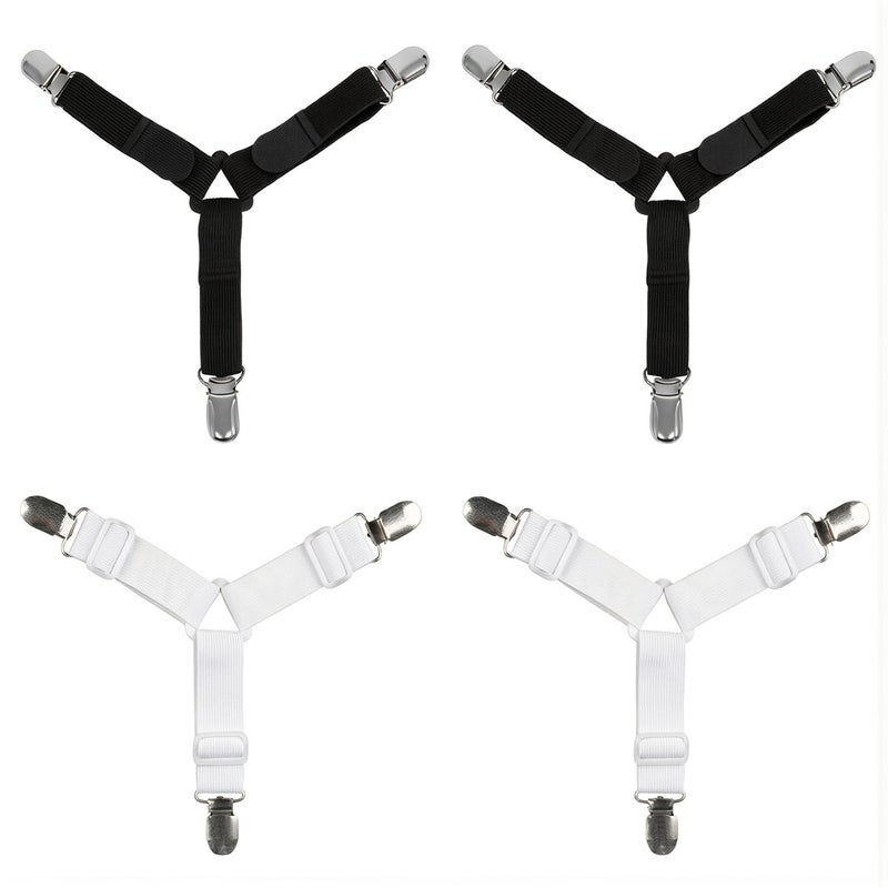 Sheet Straps Adjustable For Indoor Outdoor Use Non Slip All Purpose 4 Pack Black - Image 1