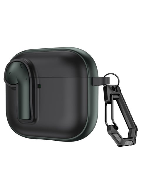 Suitable For Apple Airpods 4 Protective Case With Lock Switch Creative Headset Bluetooth Case Pro2 Soft Drop-proof Case-Color:Black Army Green-Applicable Models:Airpods 1/2 Generation