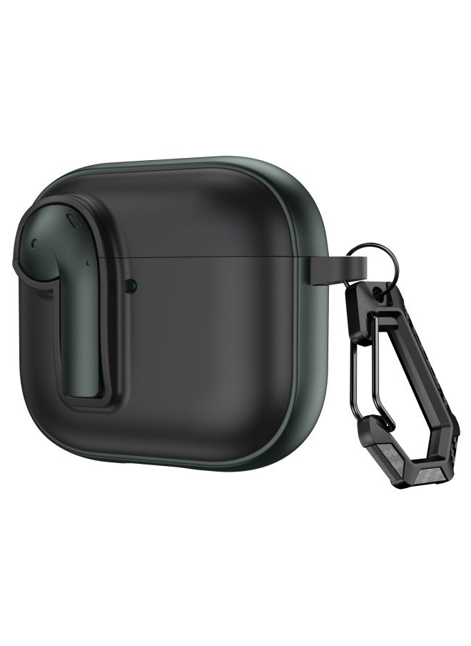 Generic - Suitable For Apple Airpods 4 Protective Case With Lock Switch Creative Headset Bluetooth Case Pro2 Soft Drop-proof Case-Color:Black Army Green-Applicable Models:Airpods 1/2 Generation - Image 1