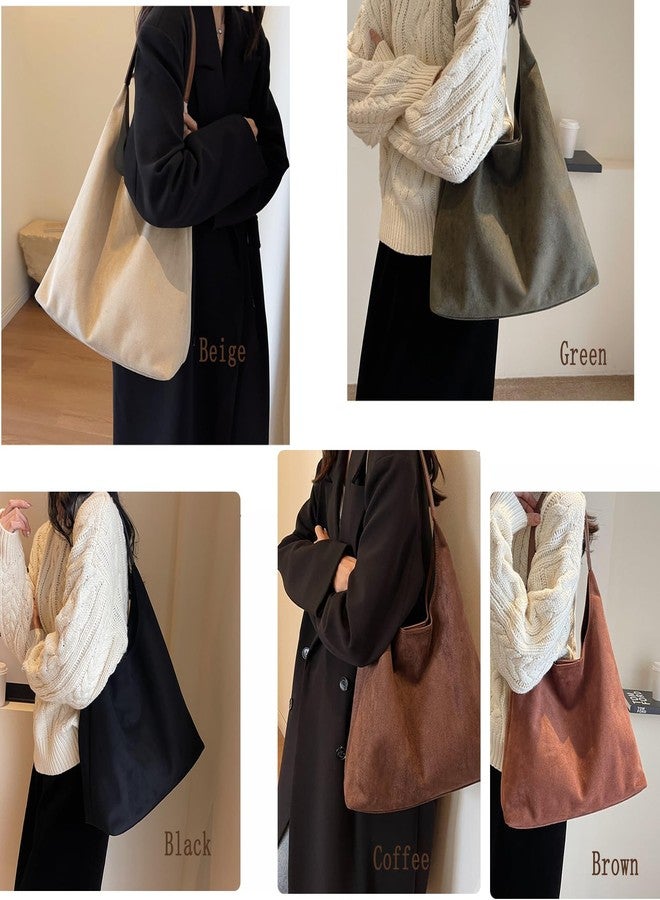 Lramkuy Brown Suede Bag for Women, Brown Suede Tote Bag Purse, Suedes bags for Women, Shoulder Bags, Green, 14.1*12.2*5.1 inches - Image 3