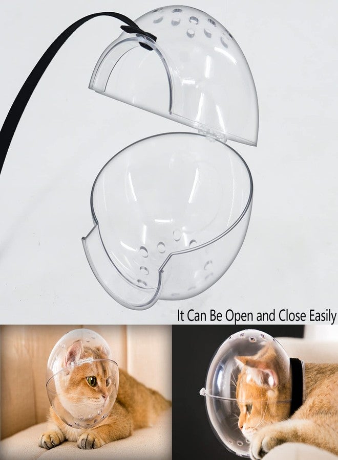 Hoqqf Cat Transparent Muzzle with Breathable Hood, Adjustable Kitten Astronaut Helmet Prevent from pet Biting Chewing Grooming Hoqqf, Ball Mask for Aggressive Cat(M) - Image 5