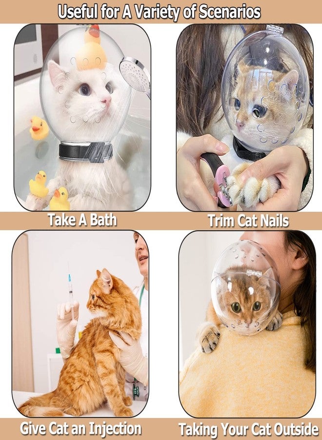 Hoqqf Cat Transparent Muzzle with Breathable Hood, Adjustable Kitten Astronaut Helmet Prevent from pet Biting Chewing Grooming Hoqqf, Ball Mask for Aggressive Cat(M) - Image 3
