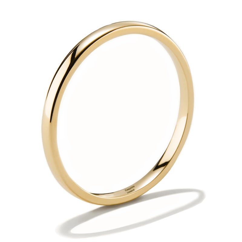 NOKMIT 2mm Gold Wedding Bands for Women Men Dainty Gold Tungsten Cigar Band Rings Thumb Pinky Ring High Polish Non Tarnish Comfort Fit Size 4-12(Gold-2mm,7.5) - Image 1
