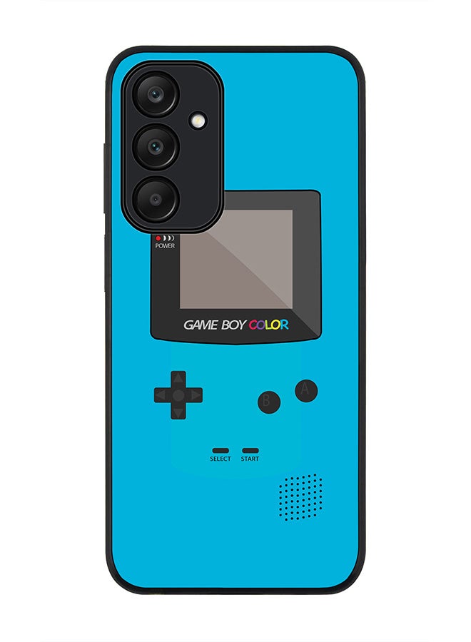 Stylizedd Rugged Black edge case for Samsung Galaxy A25, Slim fit Soft Case Flexible Rubber Edges Anti Drop TPU Gel Thin Cover- Gameboy Color-Blue - Image 1
