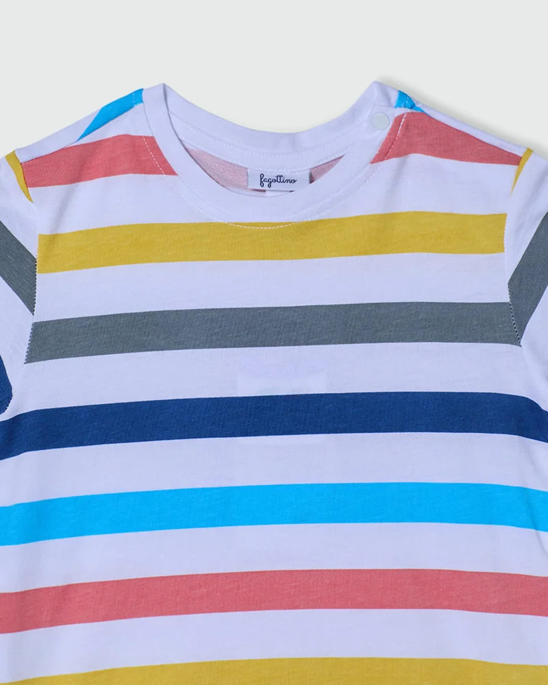 Ovs Boys Ss T-Shirt With Print Righe Stripes