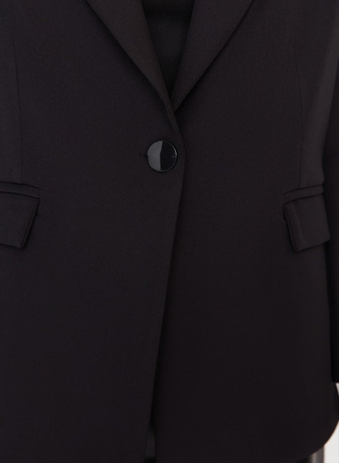 trendyol Black Woven Lined Double Breasted Closure Blazer Jacket - Image 4