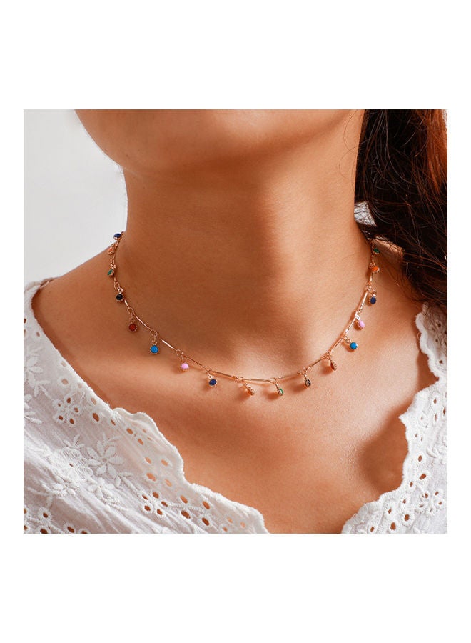 NIBEMINENT Rainbow Beads Studded Tassel Charm Necklace - Image 1