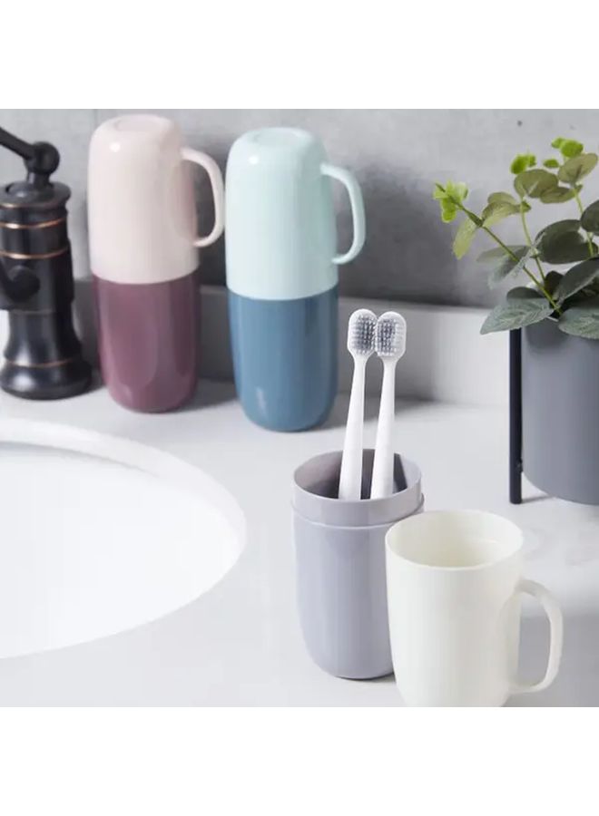 Blue Travel Toothbrush Case Portable Toothpaste Holder Mouthwash Cup for Business Travel School Camping Bathroom Accessories - Image 1
