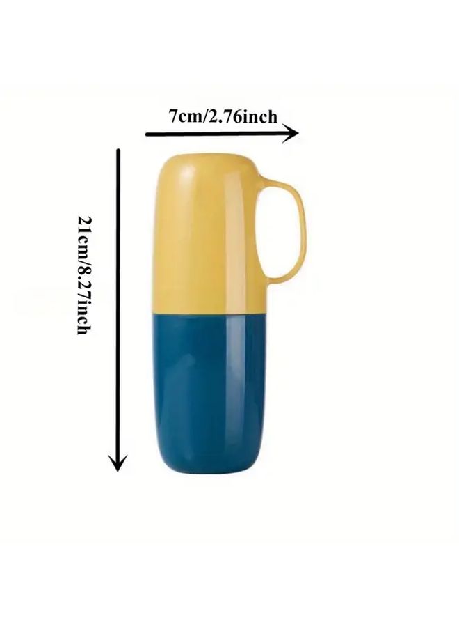 Blue Travel Toothbrush Case Portable Toothpaste Holder Mouthwash Cup for Business Travel School Camping Bathroom Accessories - Image 3