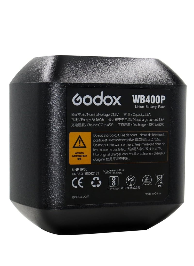Godox - GODOX AD400Pro Battery Replacement WB400P for Flash AD400 Pro, Lithium Battery with DC 21.6V/2600mAh & 390 Times Full-Power Flashes WB400P - Image 1