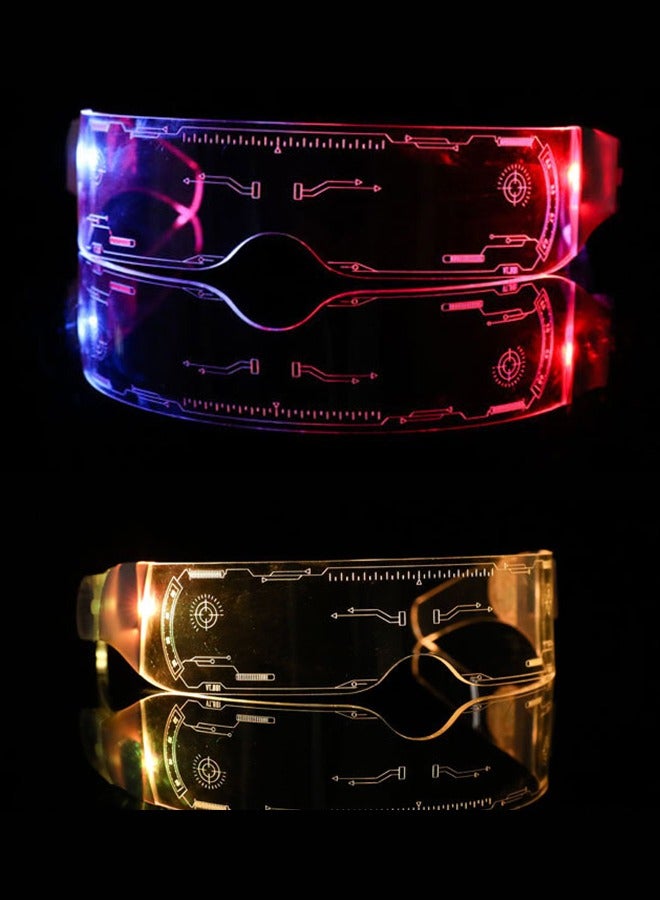 GROIC 2 Pcs LED Glasses, Light Up Glasses, Luminous Glasses, Chemion LED Visor Rave Glasses with 7 Colors, Cyberpunk Futuristic Luminous Cosplay Glasses for Parties - Image 3