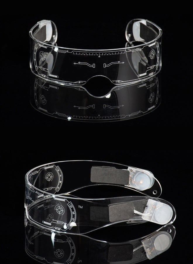 GROIC 2 Pcs LED Glasses, Light Up Glasses, Luminous Glasses, Chemion LED Visor Rave Glasses with 7 Colors, Cyberpunk Futuristic Luminous Cosplay Glasses for Parties - Image 2