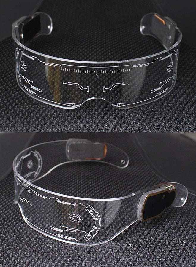 GROIC 2 Pcs LED Glasses, Light Up Glasses, Luminous Glasses, Chemion LED Visor Rave Glasses with 7 Colors, Cyberpunk Futuristic Luminous Cosplay Glasses for Parties - Image 4