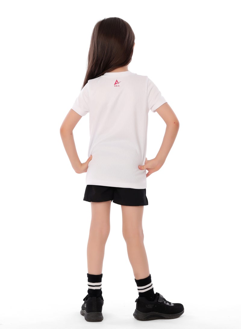 Girls' White Volleyball T-shirt – Breathable, Comfortable Design