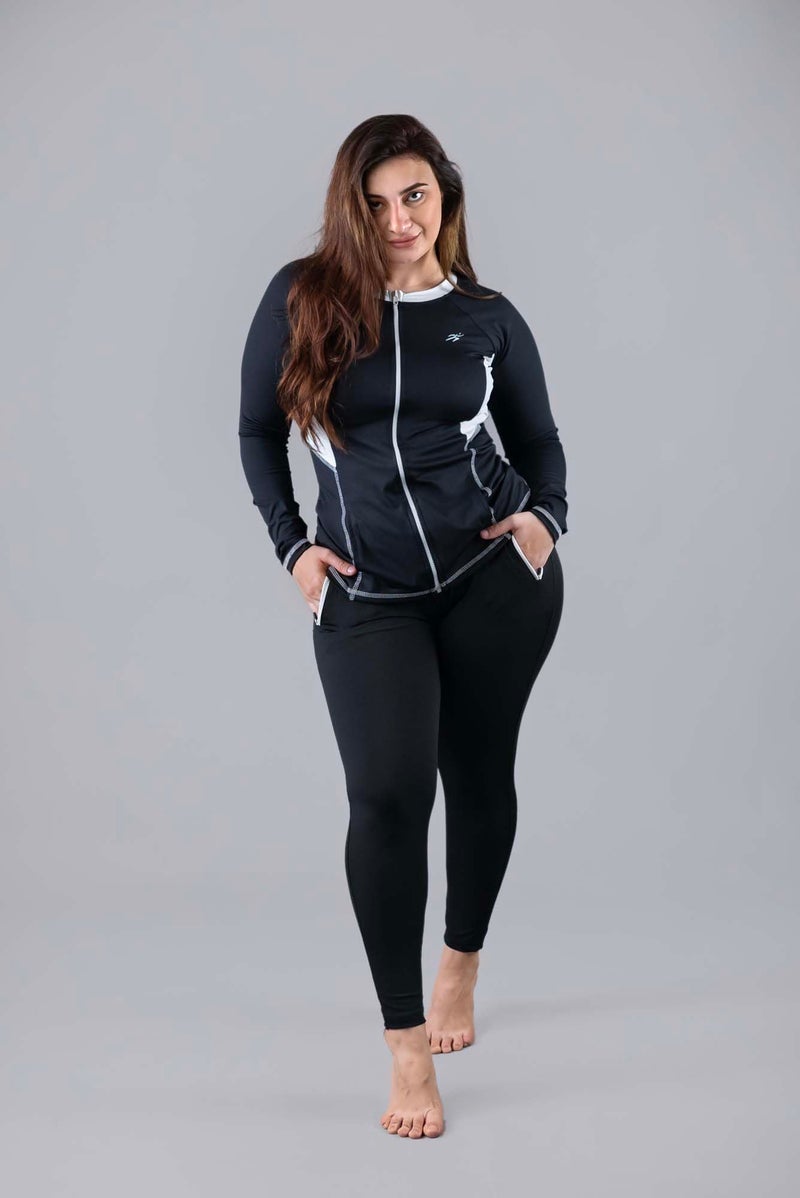 Keepfit Women's Longsleeves Zippered Padded Rashguard 2-Piece Plus Size Swimset |Swimming Suit for Women - Image 3