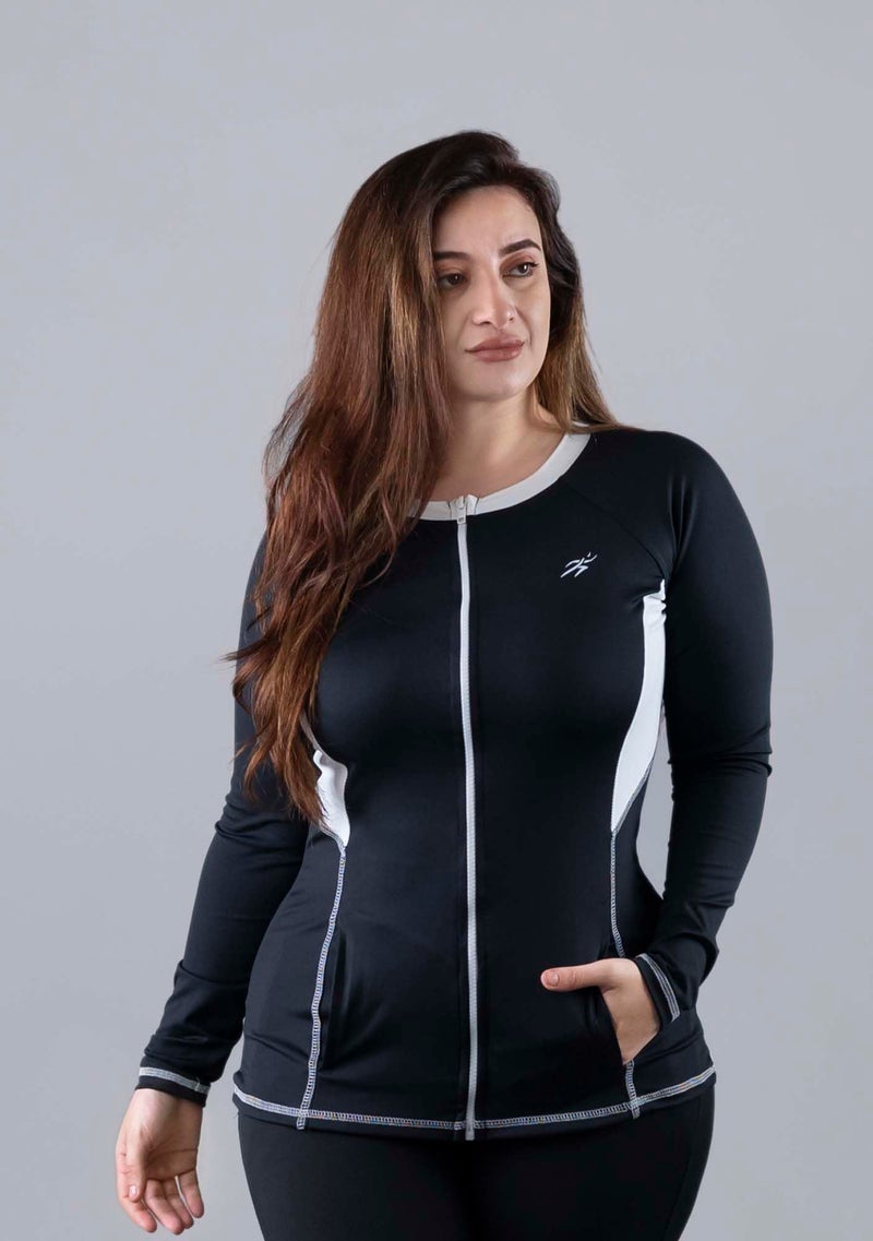 Keepfit Women's Longsleeves Zippered Padded Rashguard 2-Piece Plus Size Swimset |Swimming Suit for Women - Image 2