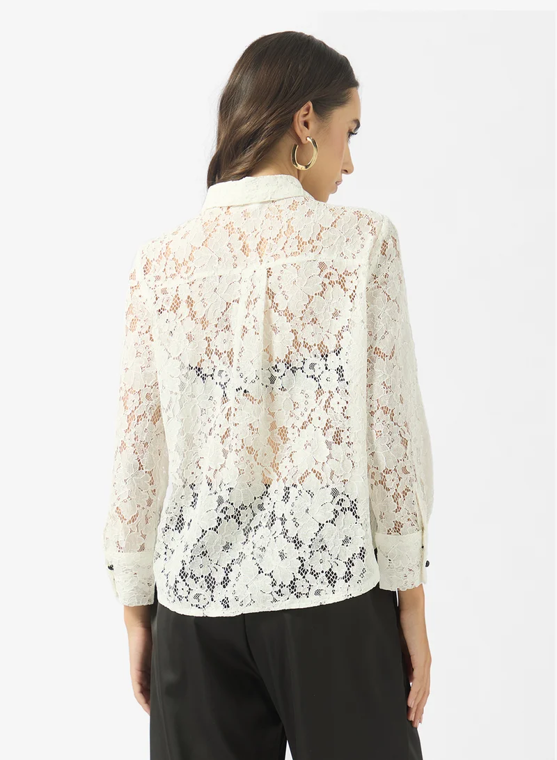 Ginger Lace Shirt with Bow Detail