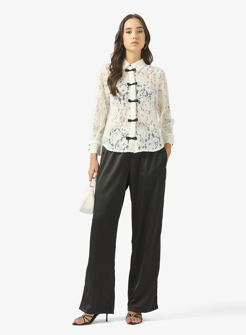 Ginger  Lace Shirt with Bow Detail for Women | Best Price UAE