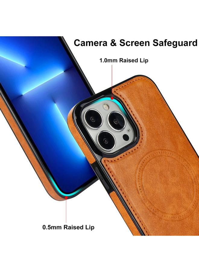 S-TOP Case For iPhone 13 Pro Retro Leather Invisible Stand MagSafe Phone Case - Image 4